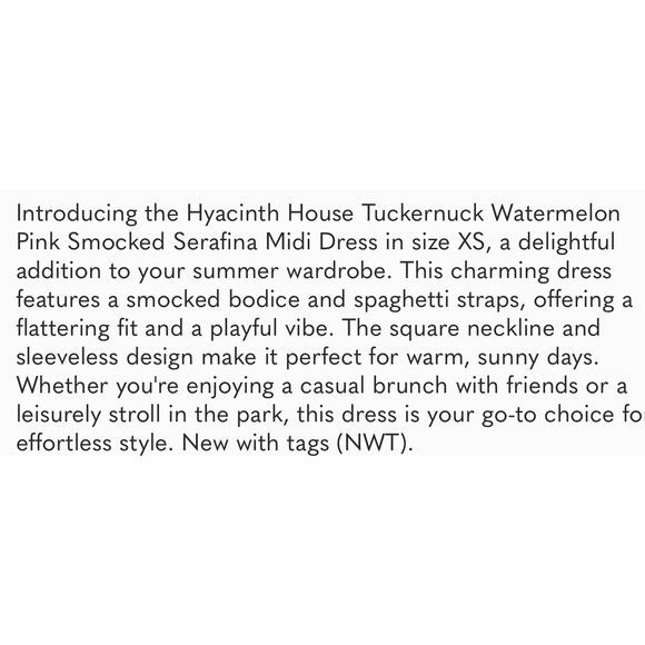 TUCKERNUCK Hyacinth House Watermelon Pink Smocked Serafina Midi Dress NWT Large - Picture 4 of 6